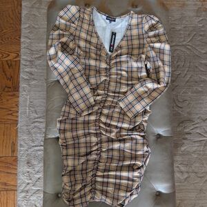 Women's Plaid N Ruched Dress Size 1X